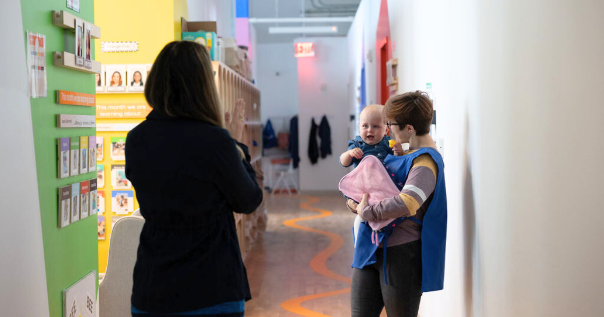 mom at daycare pickup